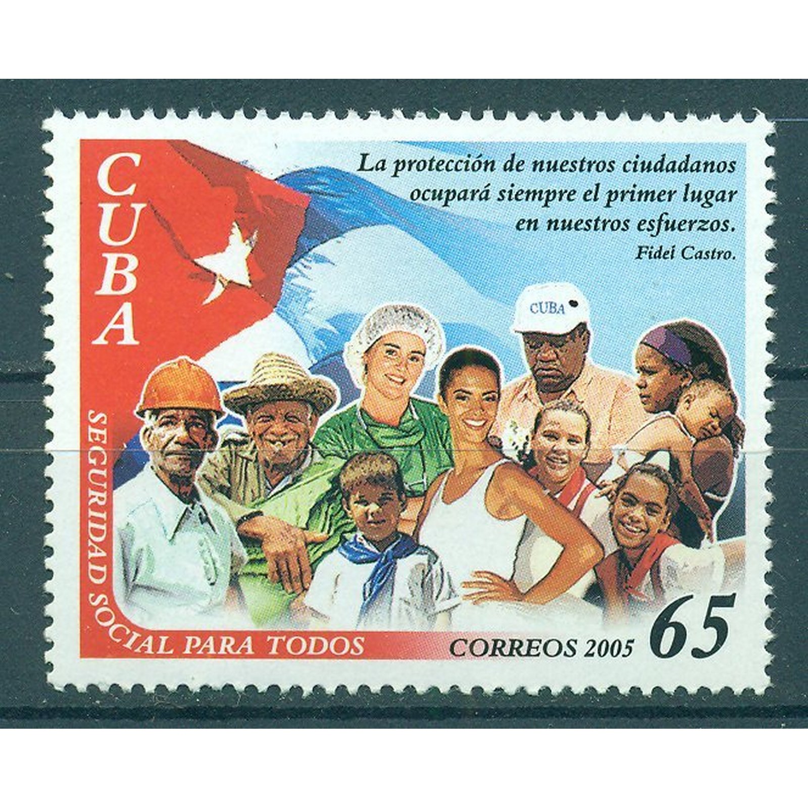 

Почтовые марки Куба Государственное социальное обеспечение для всех Флаги, Народ