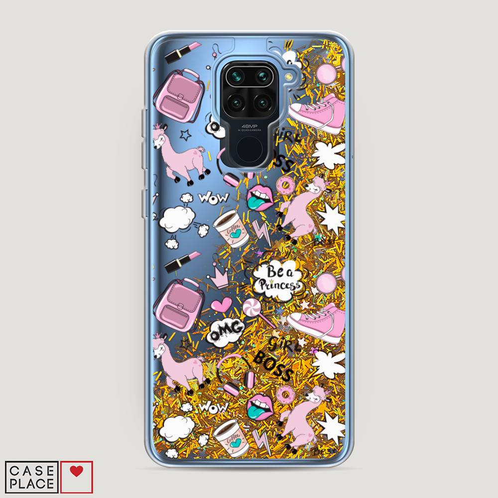 

Жидкий чехол с блестками "Стильная лама" на Xiaomi Redmi 10X 4G, 38290-1