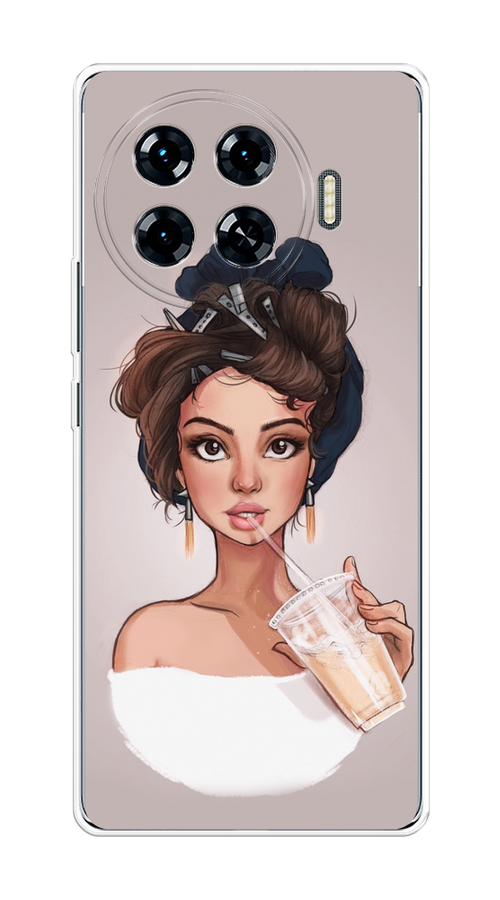 

Чехол на Tecno Spark 20 Pro Plus "Девушка с фраппе", Серый, 305050-1