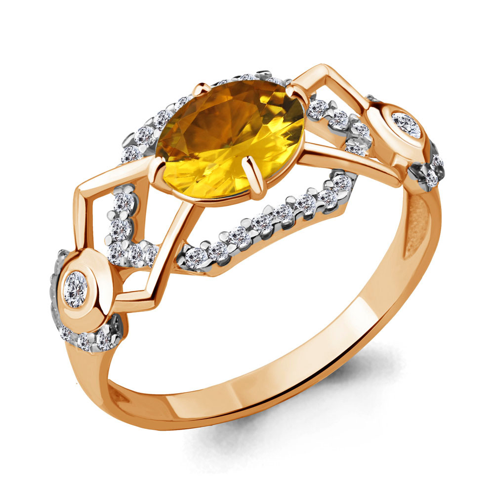 

Кольцо из серебра с цитрином р.  Aquamarine 6558206А_925_з, 6558206А_925_з