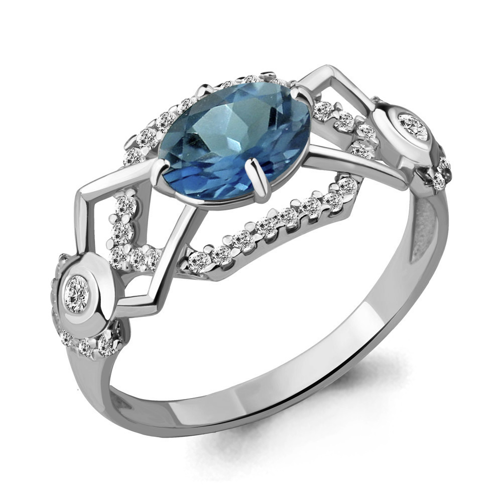 

Кольцо из серебра с топазом р. , Aquamarine 6558208А_925_р, 6558208А_925_р