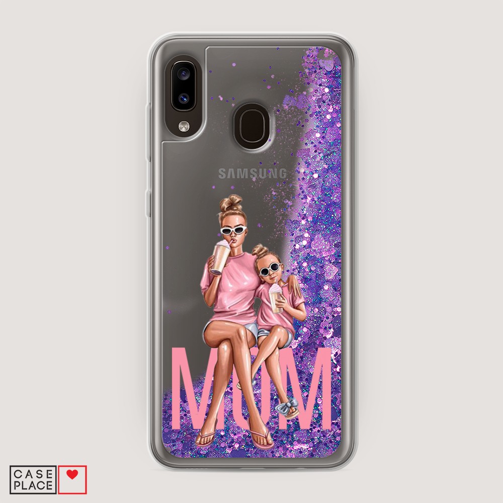 

Жидкий чехол с блестками "Lovely mom" на Samsung Galaxy A30, 27592-1