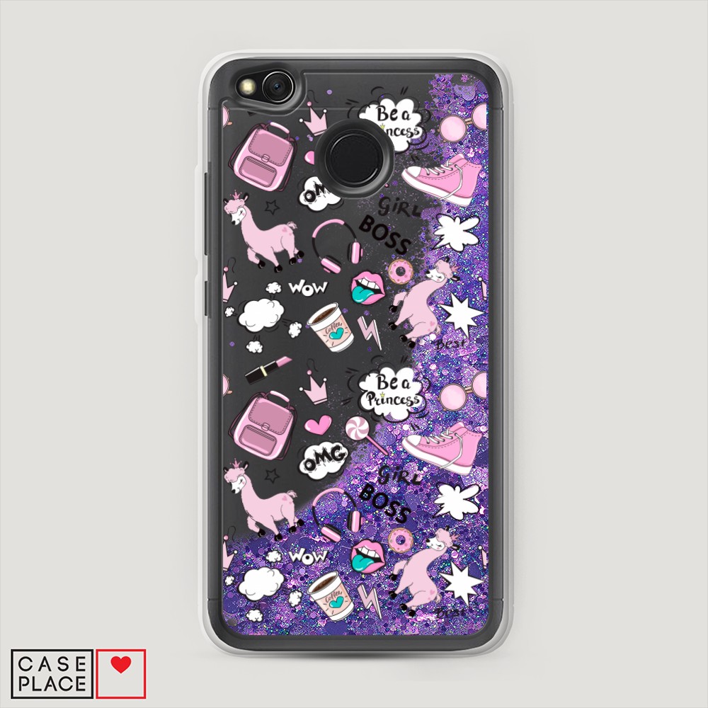 

Жидкий чехол с блестками "Стильная лама" на Xiaomi Redmi 4X, 31492-1