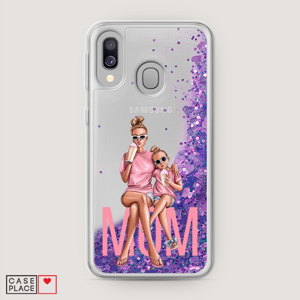 

Жидкий чехол с блестками "Lovely mom" на Samsung Galaxy A40