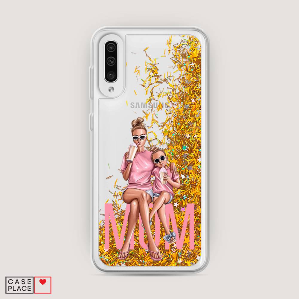 

Жидкий чехол с блестками "Lovely mom" на Samsung Galaxy A50, 27790-1