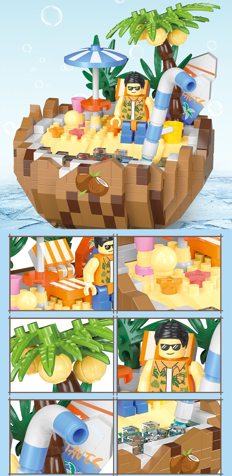 Конструктор 3D из миниблоков Balody Летний кокос, 616 деталей - BA16341 рисовая бумага для декупажа летний день