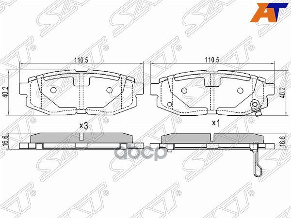 

Колодки тормозные зад SUBARU BRZ 12-/IMPREZA GR/GH 08-/TRIBECA 05- 1шт SAT ST-26696-XA010