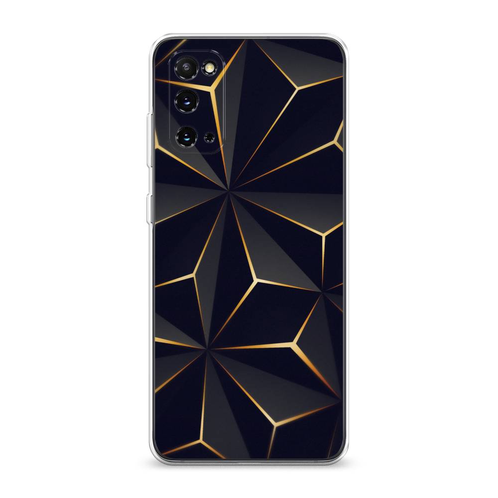 

Чехол на Samsung Galaxy S20 "Черные полигоны", Золотистый;черный, 29250-3
