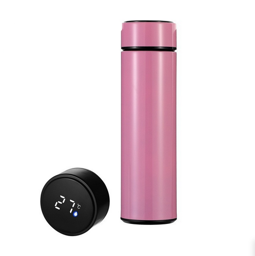 

Умный термос DeU’s Smart Cup,с lCD дисплеем температуры,термобутылка, 500мл,сталь розовый, True304