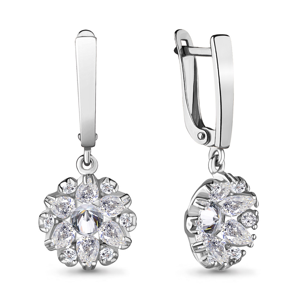 

Серьги подвески из серебра с фианитом Aquamarine 48295А_925_р, 48295А_925_р