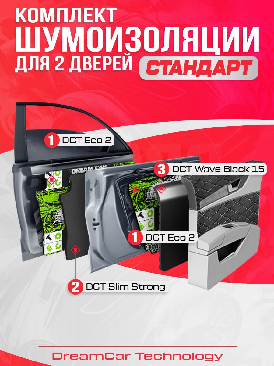 

Шумопоглощающий материал для 2-х дверей авто DreamCar Technology комплект Стандарт, DreamCar AutoIsolation