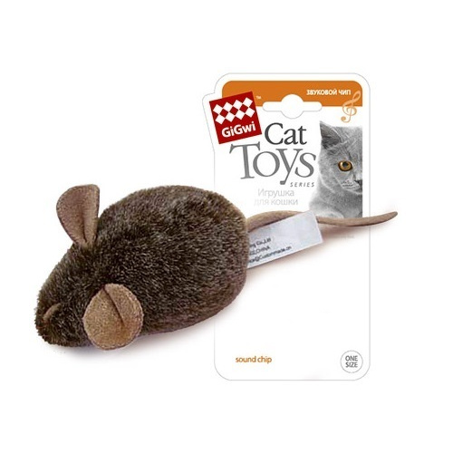 фото Мягкая игрушка для кошек gigwi мышка с электронным чипом, 15 см