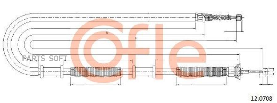 

Трос стояночного тормоза прав задн FIAT DOBLO VAN/FURGONE all 03/05-, COFLE 92.12.0708