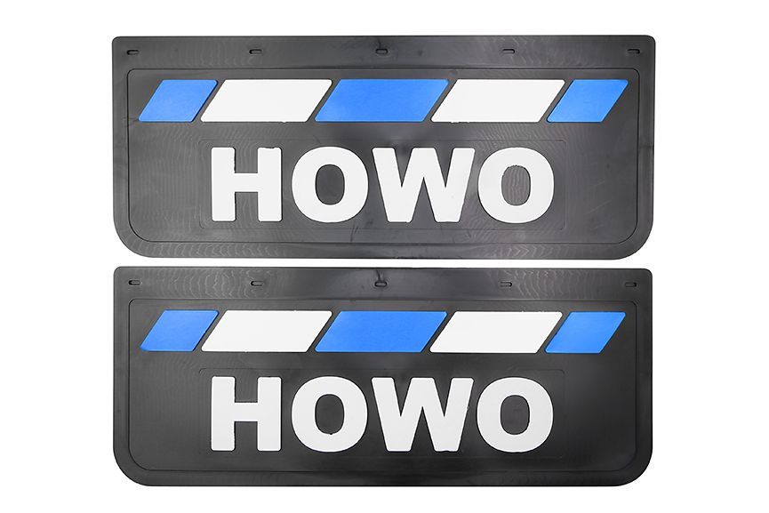 

Комплект брызговиков HOWO LUX PRO черный белая надпись сине-белая полоса 670х270