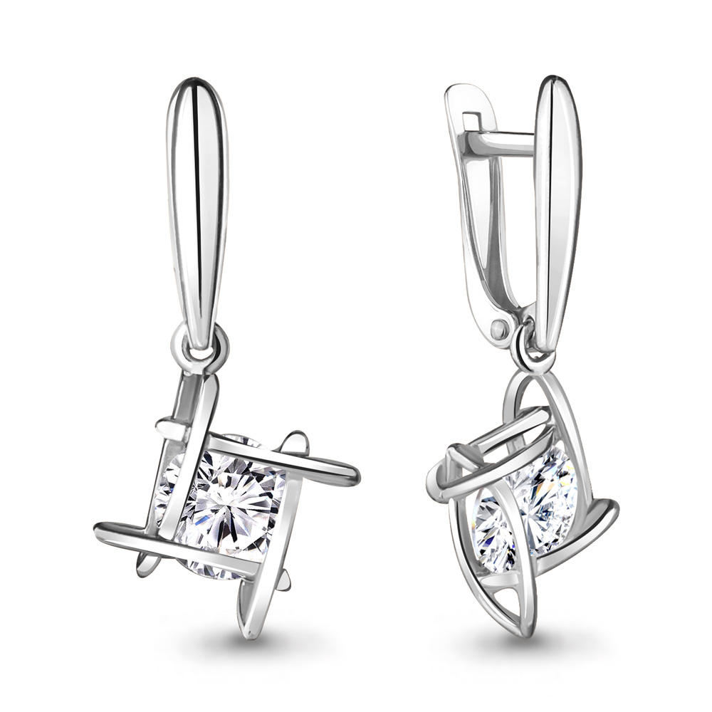 

Серьги подвески из серебра с фианитом Aquamarine 48302_925_р, 48302_925_р