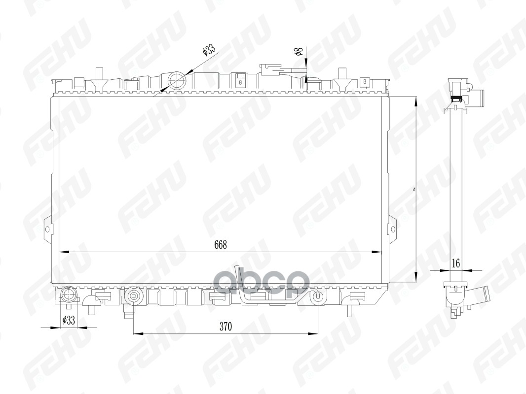 FEHU FRC1024 Радиатор охлаждения Hyundai Elantra (XD) (00-) 1.6i/1.8i AT 1шт