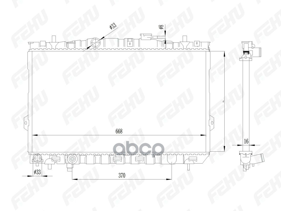 FEHU FRC1026 Радиатор охлаждения Hyundai Elantra (XD) (00-) 1.6i/1.8i MT 1шт