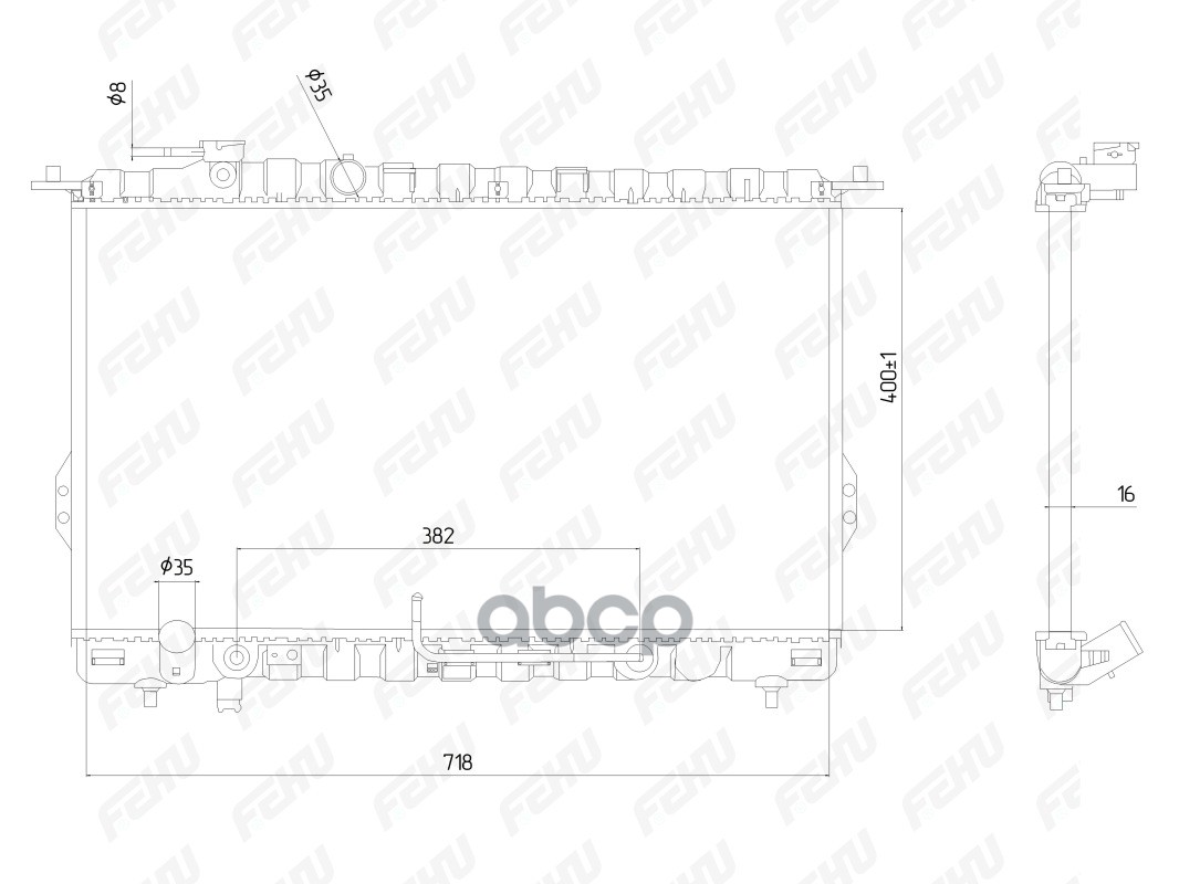 FEHU FRC1064 Радиатор охлаждения Hyundai Sonata (98-) 2.0/2.4/2.5/2.7 AT 1шт