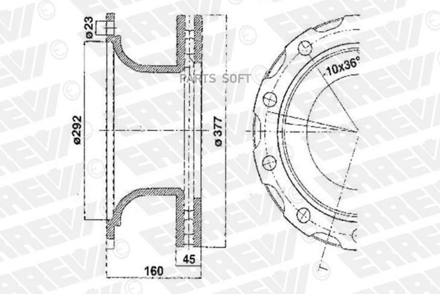 

ERREVI 713683 ER713683 диск тормозной 377/ x45/169.5 10n-335-M23 \BPW SB3745T EcoPlus () 1