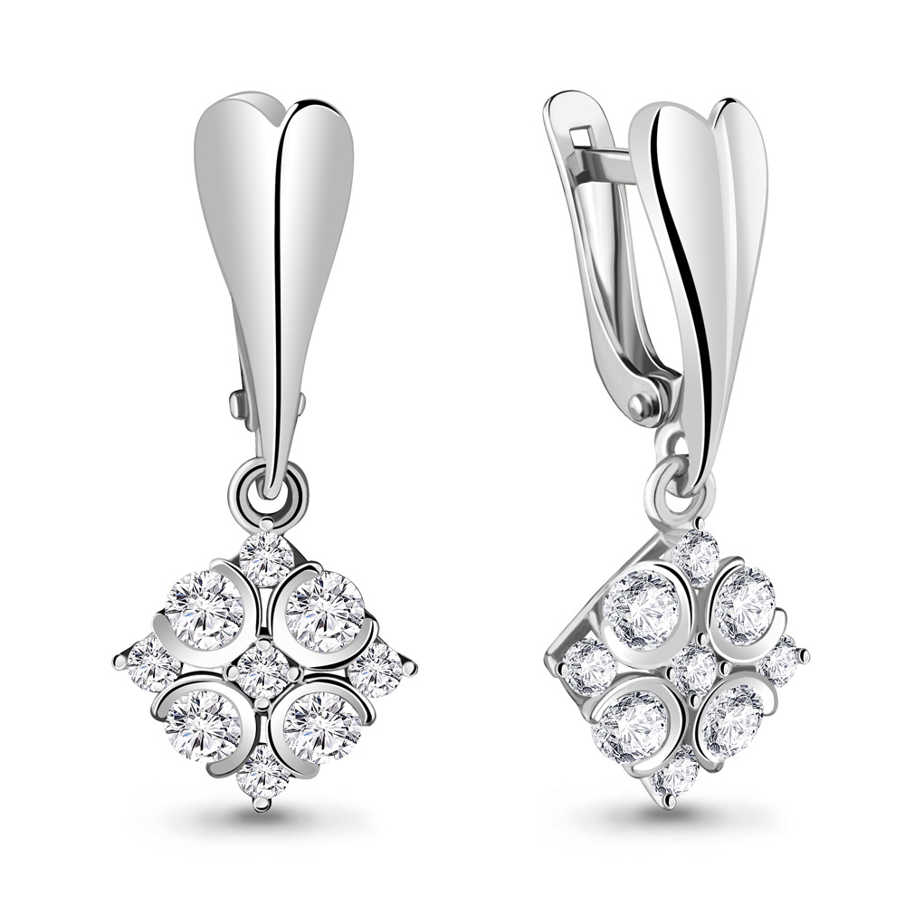 

Серьги подвески из серебра с фианитом Aquamarine 48310А_925_р, 48310А_925_р