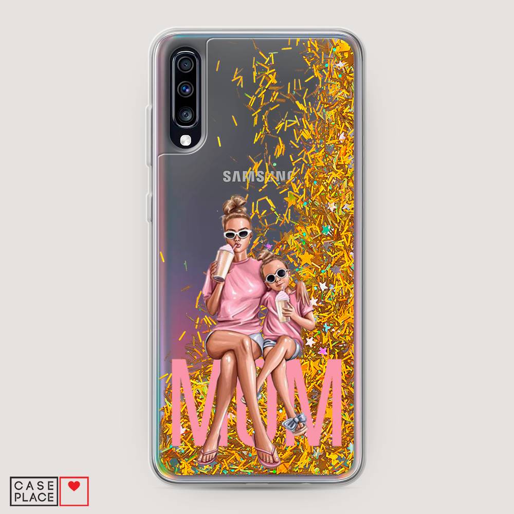 

Жидкий чехол с блестками "Lovely mom" на Samsung Galaxy A70, 28190-1