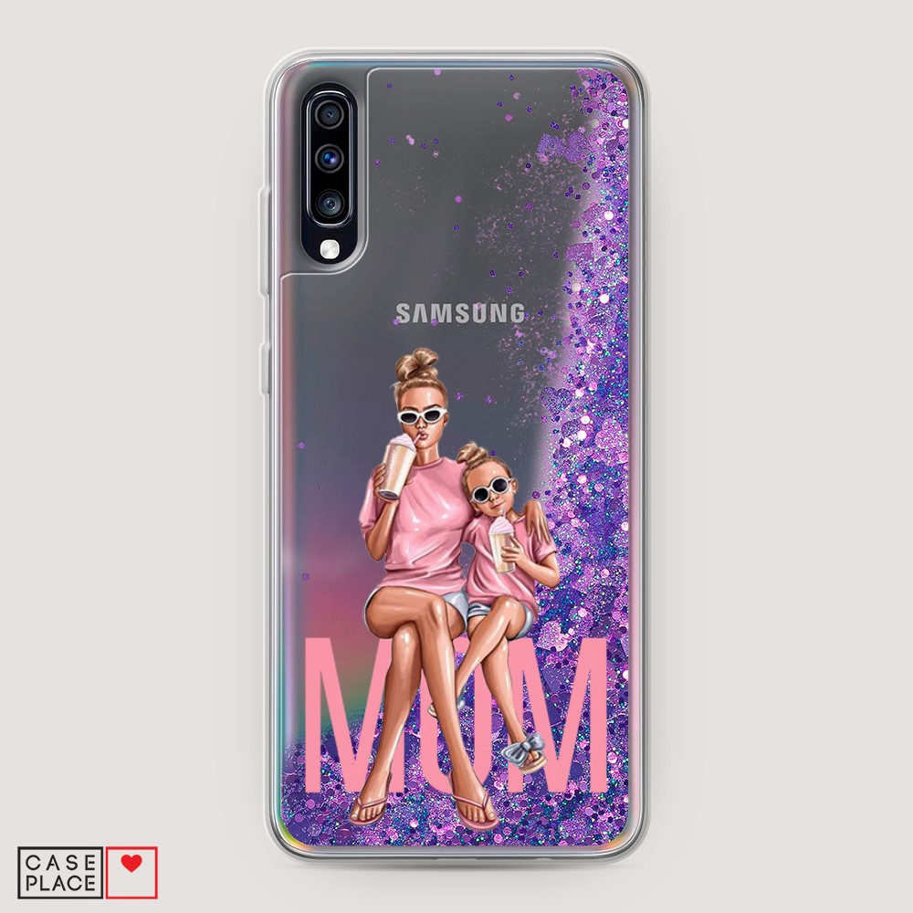 

Жидкий чехол с блестками "Lovely mom" на Samsung Galaxy A70, 28192-1
