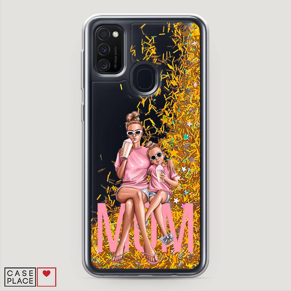 

Жидкий чехол с блестками "Lovely mom" на Samsung Galaxy M21, 29790-1