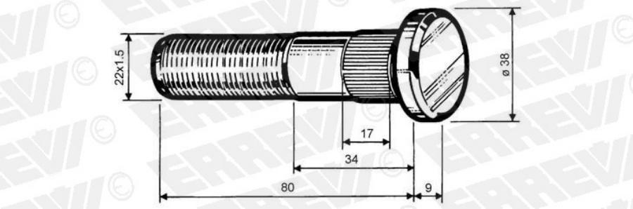 ERREVI 729350 ER729350 болт колесный M22x1.5x90/79/42 \ROR 1шт