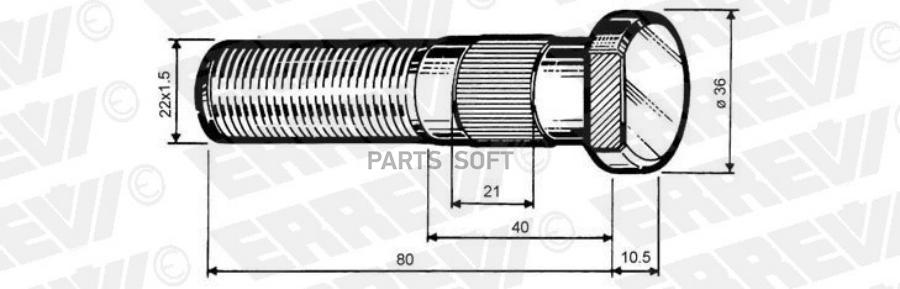 ERREVI 729362 ER729362 болт колесный M22x1.5x90/80/34 \BPW 1шт