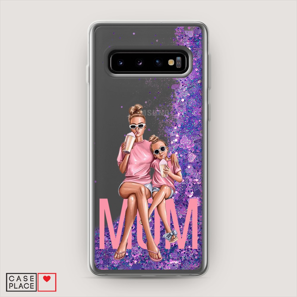 фото Жидкий чехол с блестками "lovely mom" на samsung galaxy s10 awog