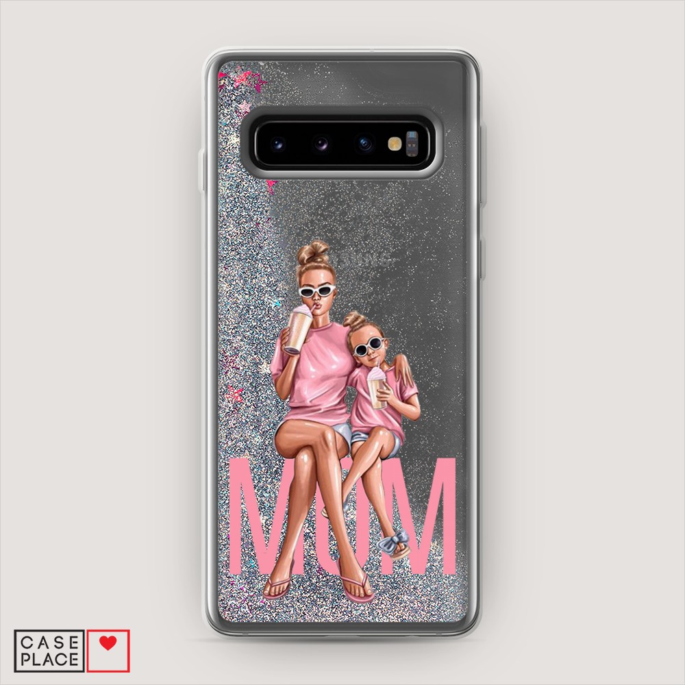 фото Жидкий чехол с блестками "lovely mom" на samsung galaxy s10 + awog