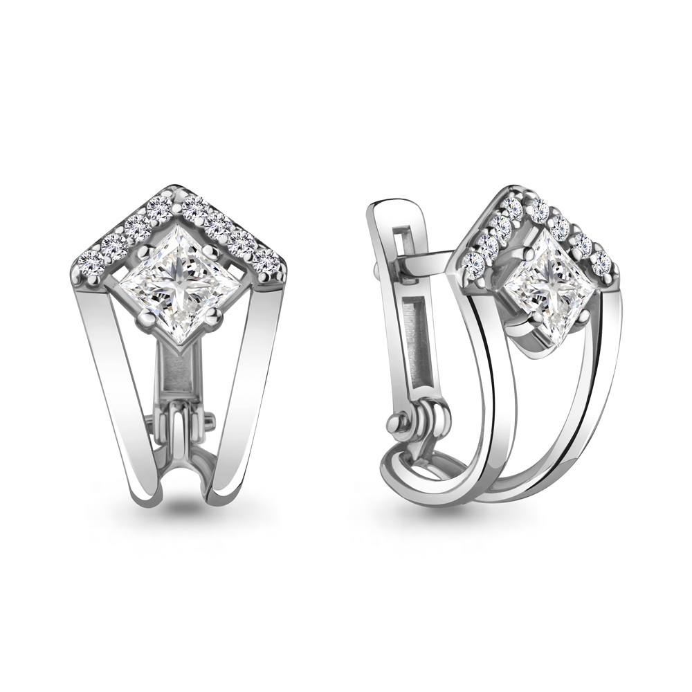 

Серьги из серебра с фианитом Aquamarine 48314А_925_р, 48314А_925_р