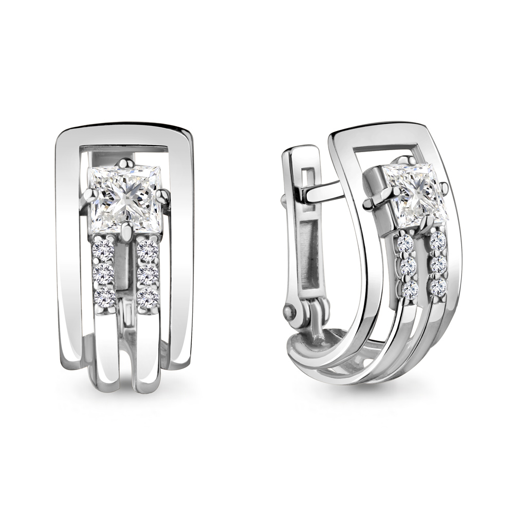 

Серьги из серебра с фианитом Aquamarine 48315А_925_р, 48315А_925_р