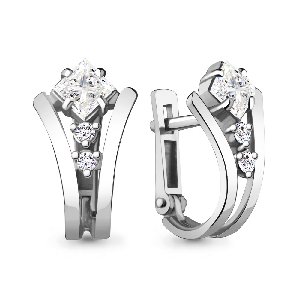 

Серьги из серебра с фианитом Aquamarine 48316А_925_р, 48316А_925_р
