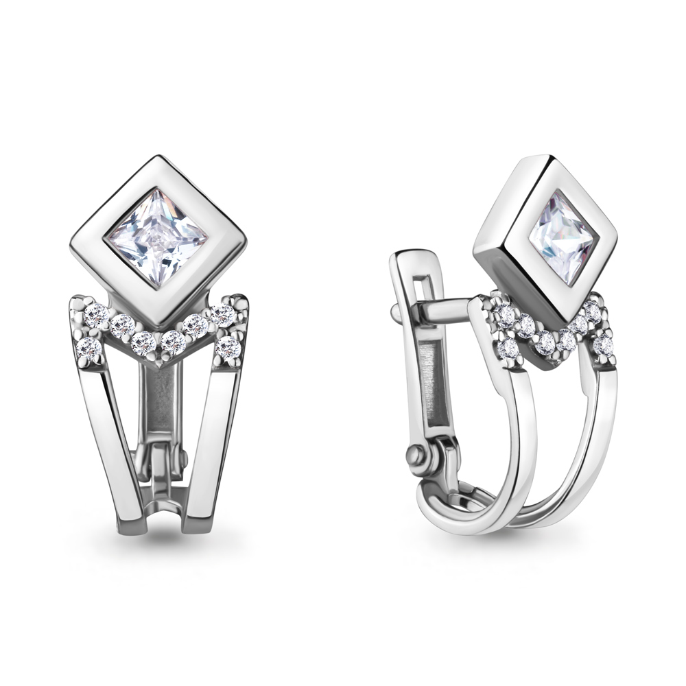 

Серьги из серебра с фианитом Aquamarine 48318А_925_р, 48318А_925_р