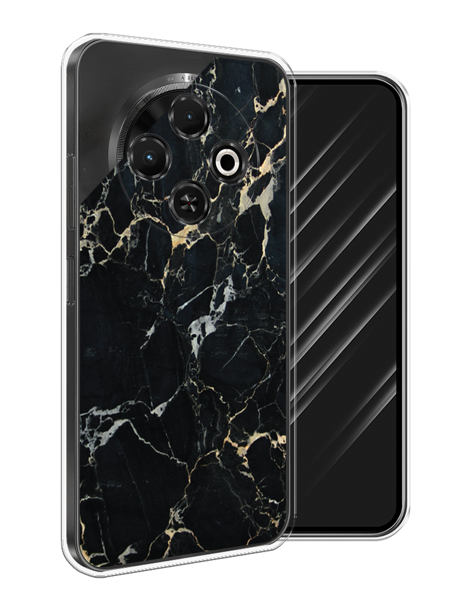 

Чехол Awog на Tecno Spark 30C "Черный мрамор уголок", Черный;золотистый, 309250-1