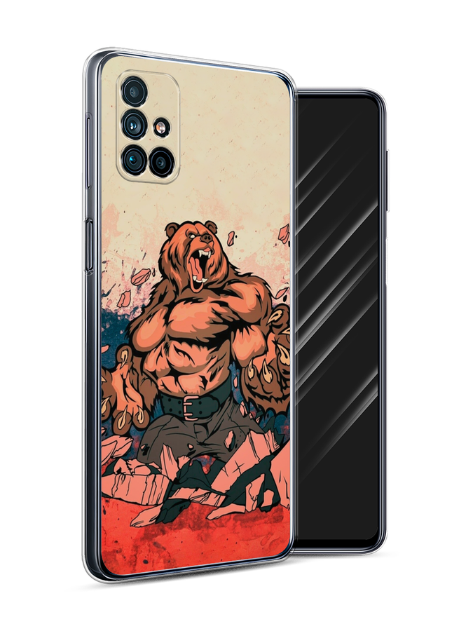 

Чехол Awog на Samsung Galaxy M31s / Самсунг M31s "Медведь с флагом РФ", Коричневый;синий;красный, 2101450-2