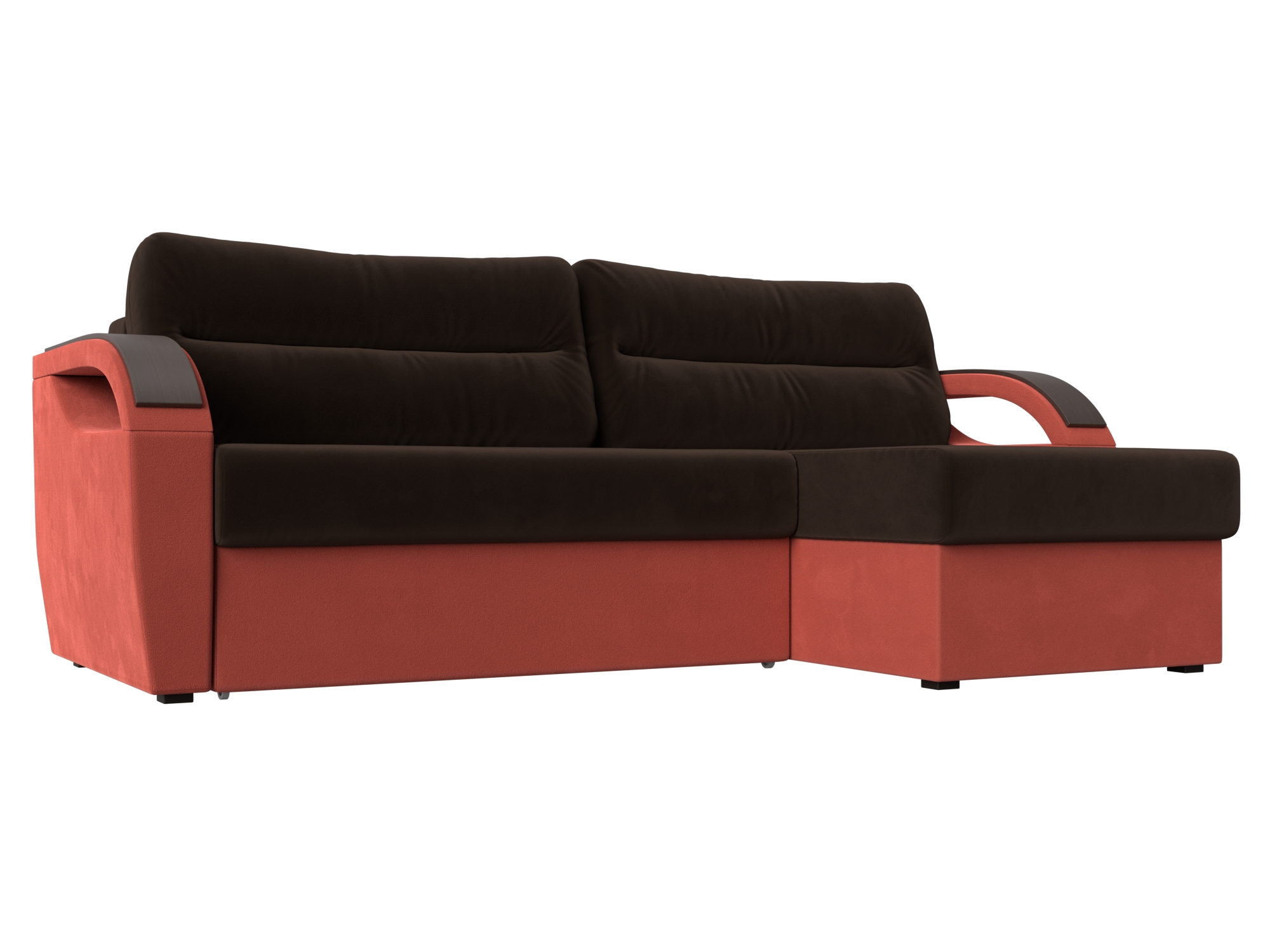 

Угловой диван Форсайт правый микровельвет коричневый/коралловый, Угловой диван Форсайт правый угол