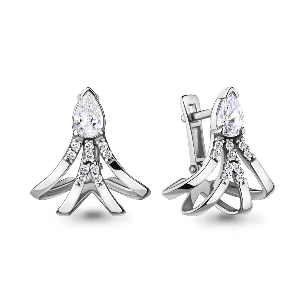

Серьги из серебра с фианитом Aquamarine 48319А_925_р, 48319А_925_р