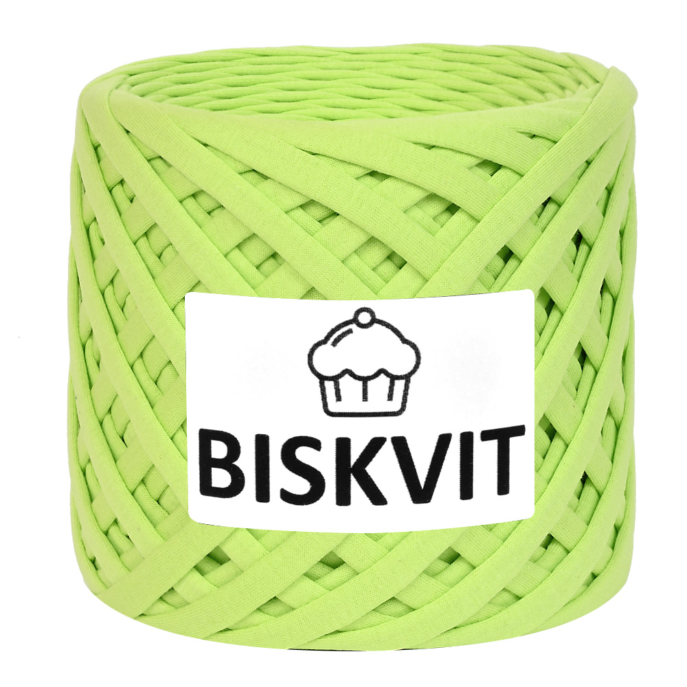 Трикотажная пряжа для вязания BISKVIT Лайм, 100% хлопок, 7-9мм, 100м