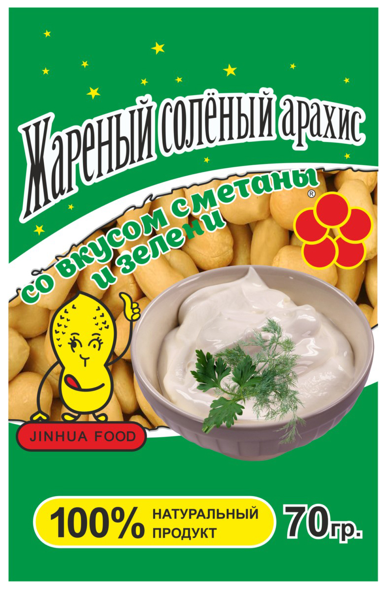 

Арахис Jinhua food жареный со вкусом сметаны и зелени 70 г