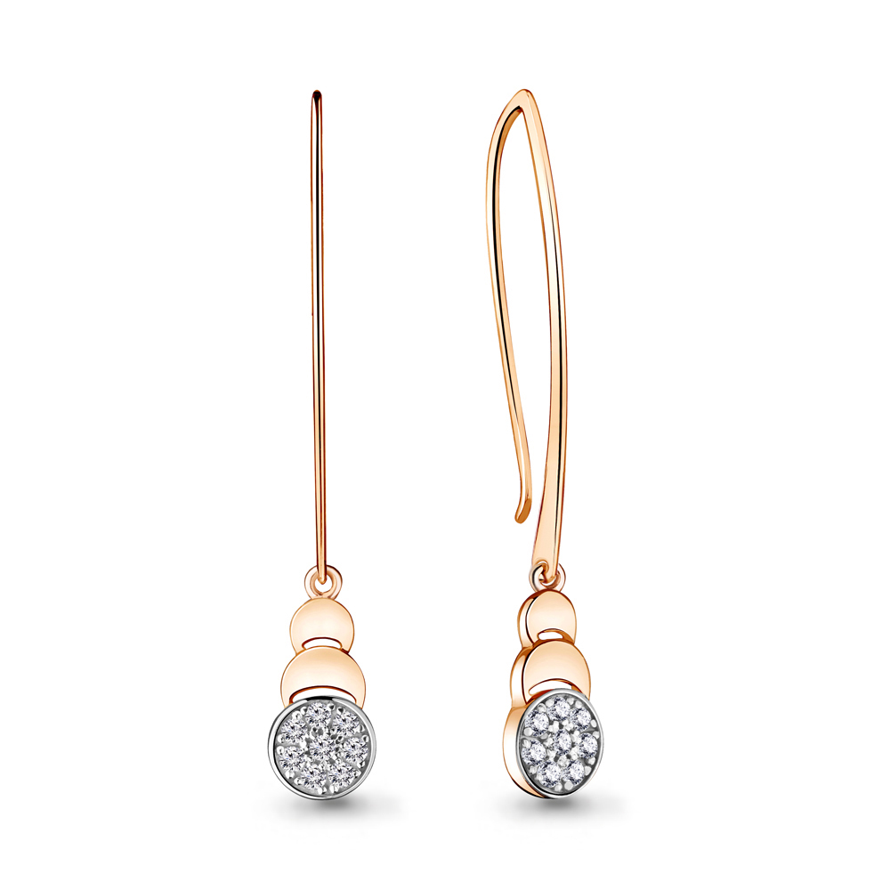

Серьги подвески из серебра с фианитом Aquamarine 48345А_925_з, 48345А_925_з