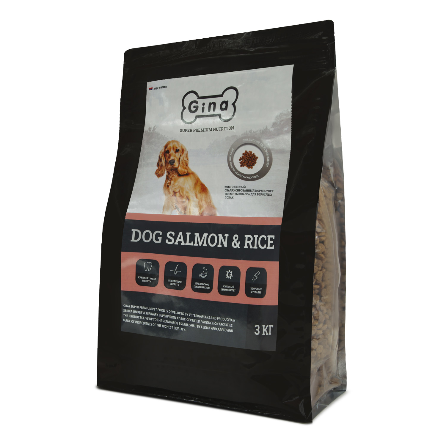 

Корм для собак сухой Gina Dog Salmon & Rice лосось, рис, 3 кг, Dog Salmon & Rice