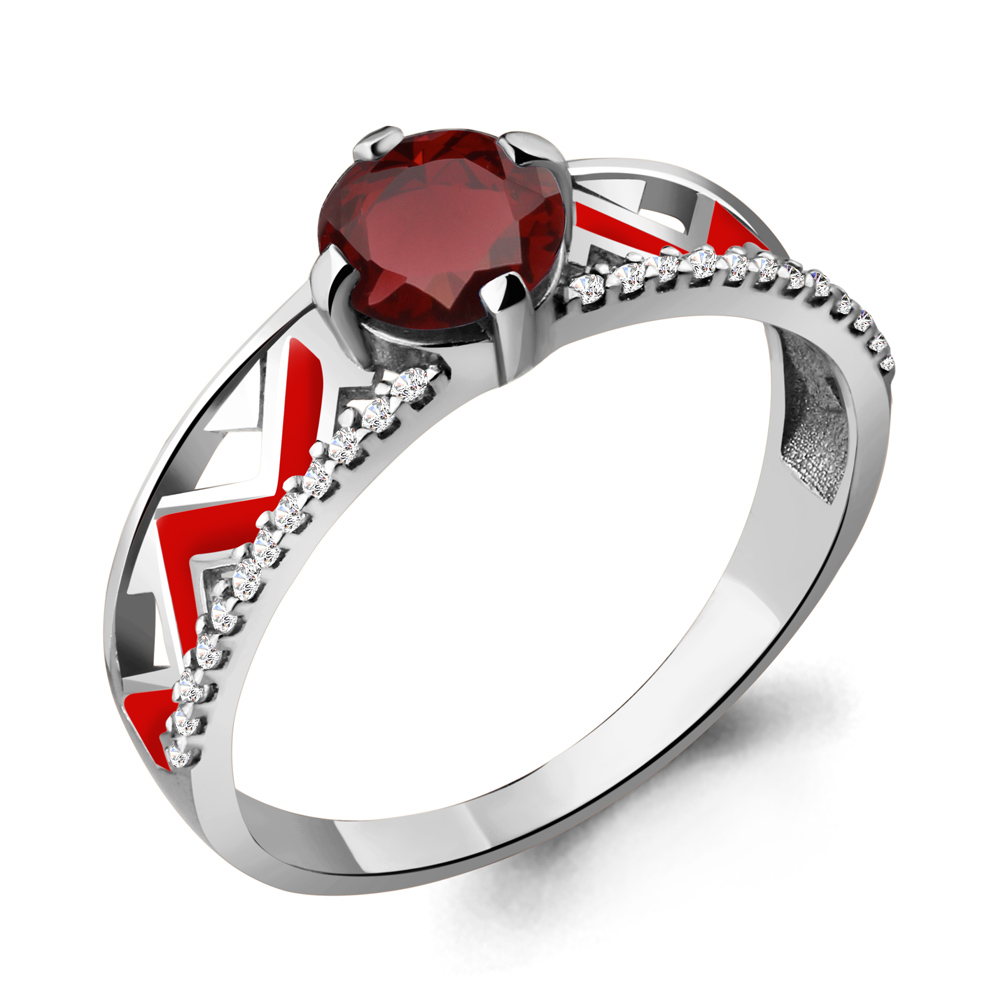 

Кольцо из серебра с гранатом р.  Aquamarine 6564903А_925_р, 6564903А_925_р