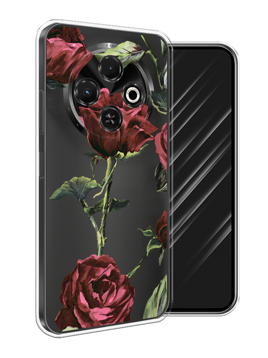 

Чехол Awog на Tecno Spark 30C "Бордовые розы фон", Бордовый, 309250-1