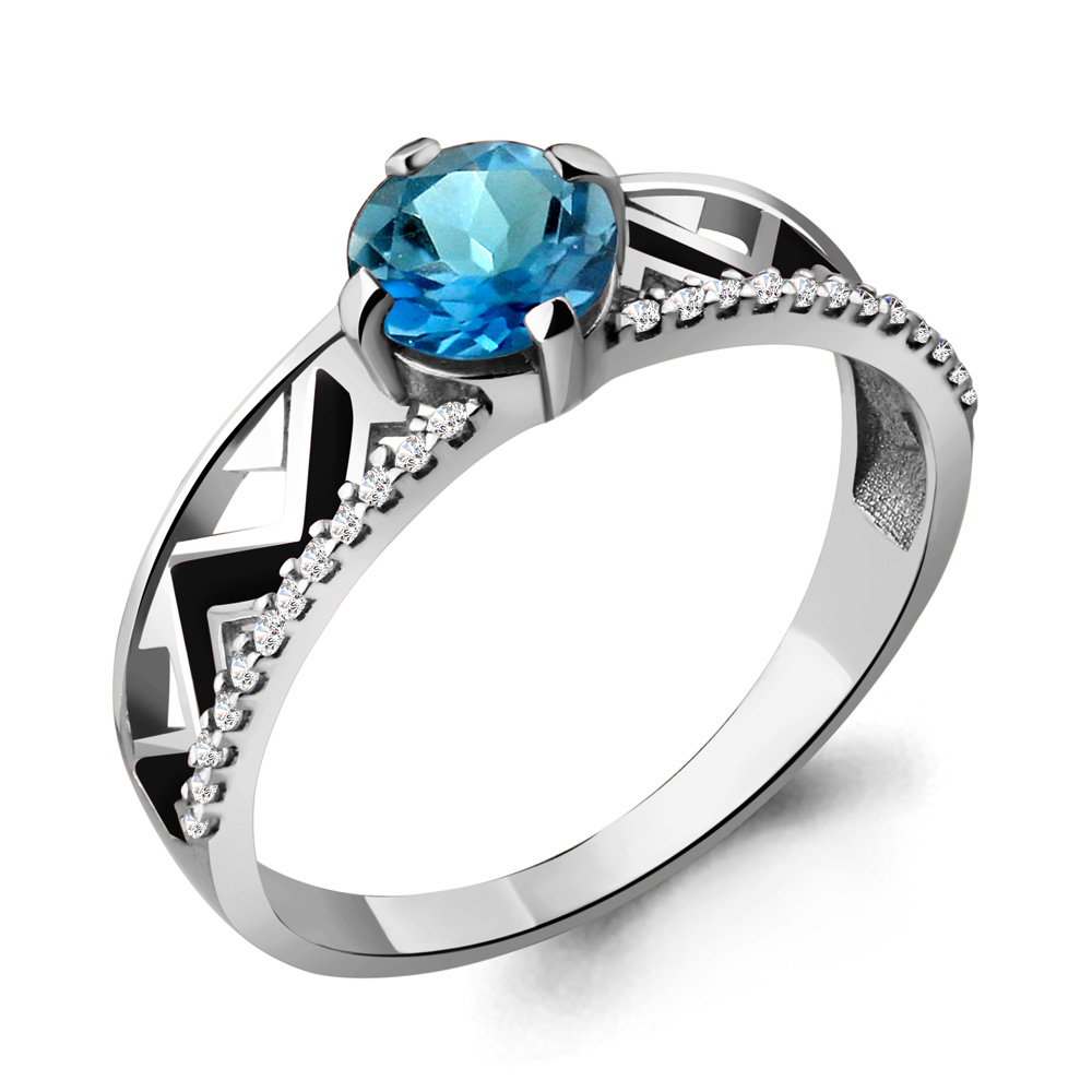 

Кольцо из серебра с топазом р. , Aquamarine 6564908А_925_р, 6564908А_925_р