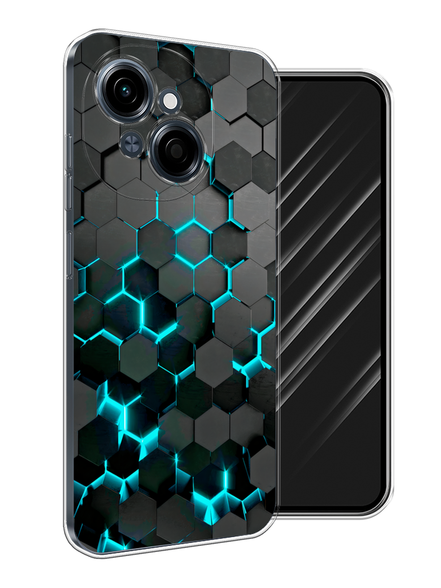 

Чехол Awog на Tecno Spark Go 1/Pop 9 "Соты бирюзовые", Черный;бирюзовый;синий, 309450-1