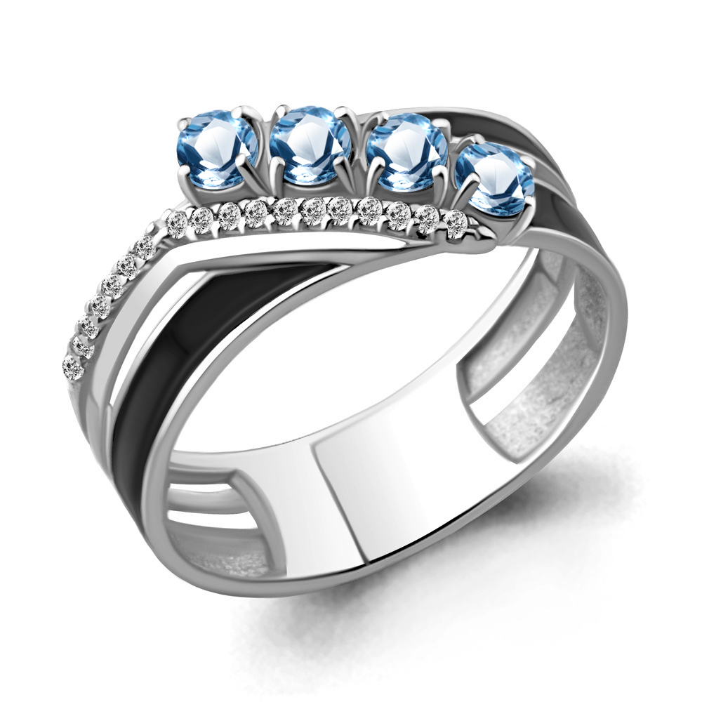 

Кольцо из серебра с топазом р. 16,5 Aquamarine 6565405А_925_р, 6565405А_925_р