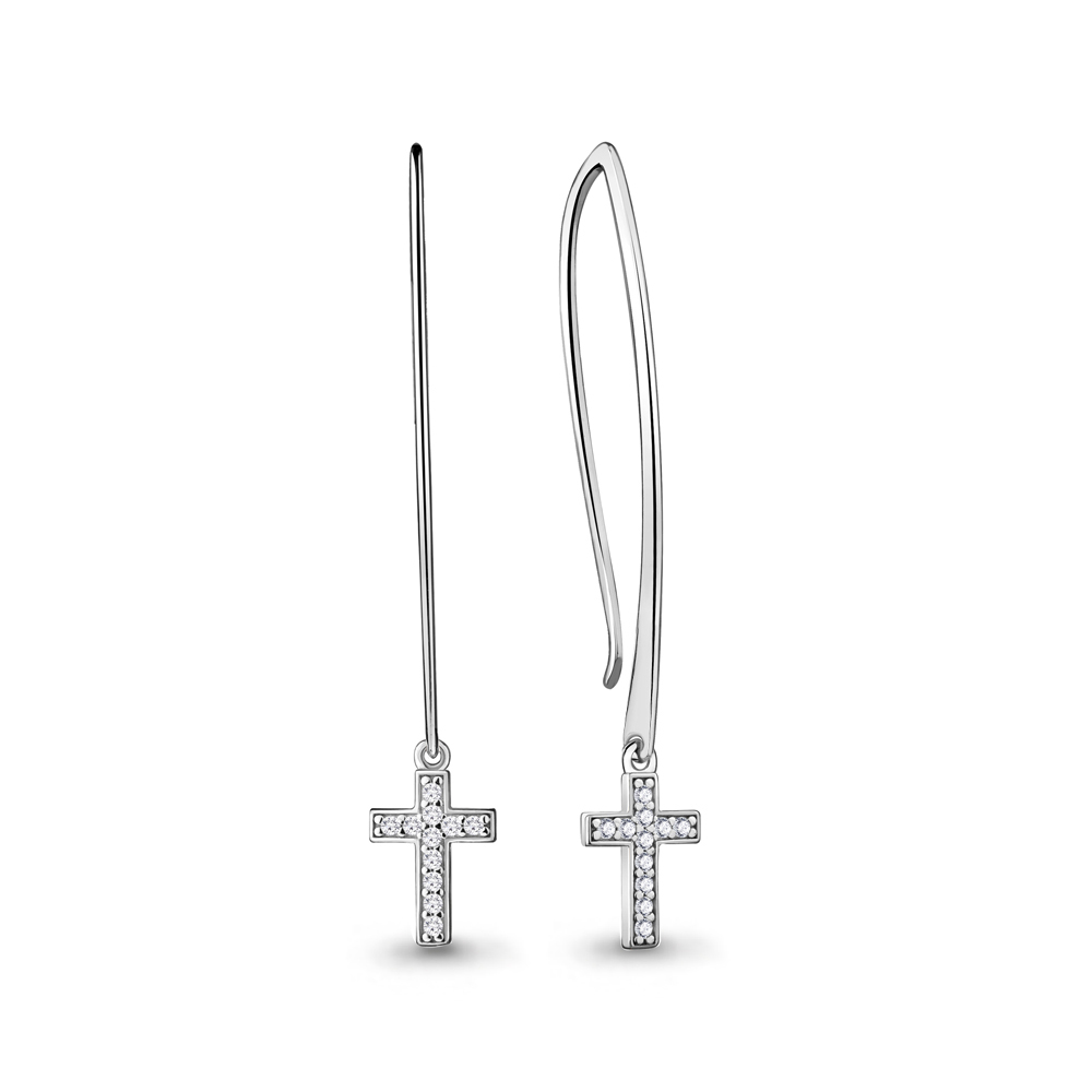 

Серьги подвески из серебра с фианитом Aquamarine 48347А_925_р, 48347А_925_р