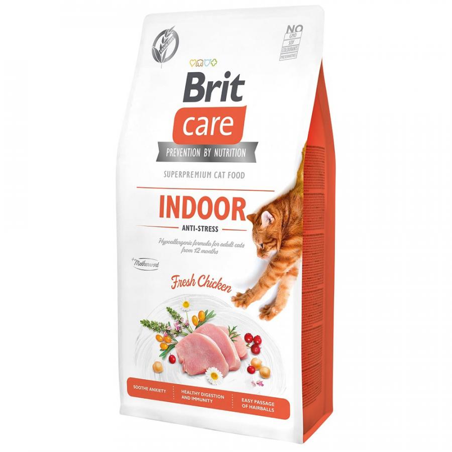 фото Сухой корм для кошек brit gf indoor anti-stress, курица, 7.1кг